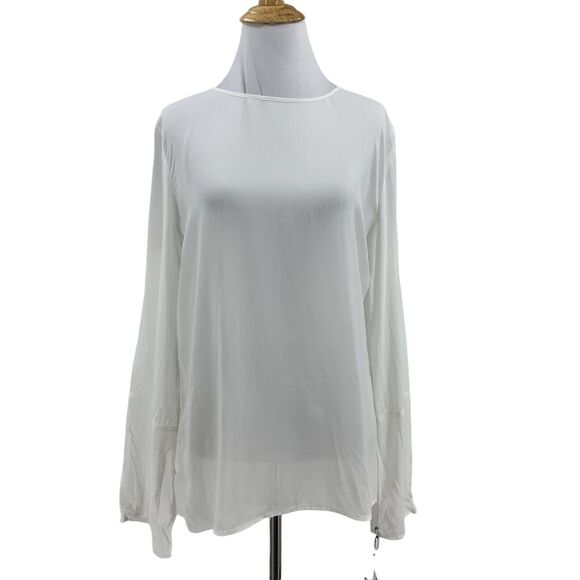 Treasure & Bond Shirt Womens XS Extra Small White Rayon Long Sleeve Sheer Top - Picture 1 of 11